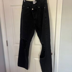 Princess Polly Black Distressed Flare Jeans